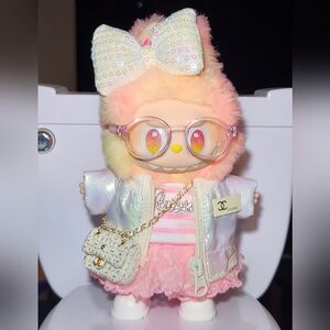 Fits Labubu Iridescent Puffer 7pc Outfit Clothes Accessories